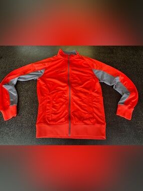 Under Armour Full Zip Track Jacket Youth Small Red Gray Athletic Training Jacket
